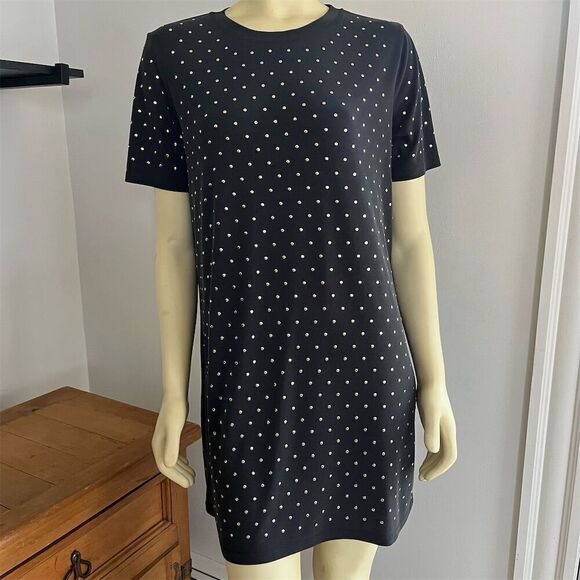 Splendid Women's Black Silver Studded Short Sleeve T-Shirt Dress Size M - Picture 5 of 14